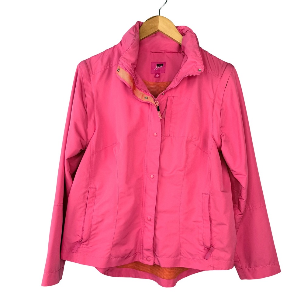 J. Jill Windbreaker Jacket Womens Small‎ Pink Full Zip Mesh Lined Hooded Outdoor